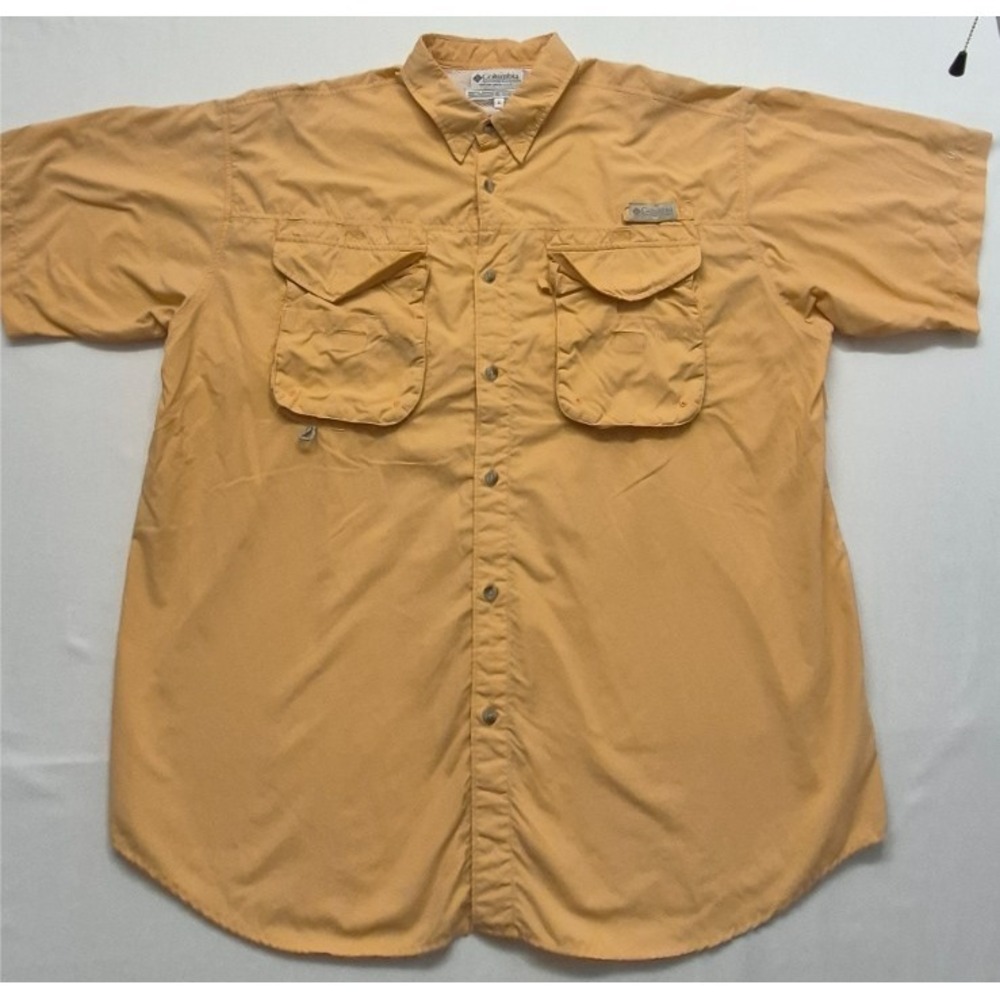 Columbia PFG men's light orange outdoor shirt XL vented back short sleeves fish